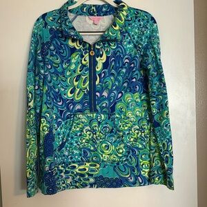 Lilly Pulitzer pull over half zip sweater blue/green size medium